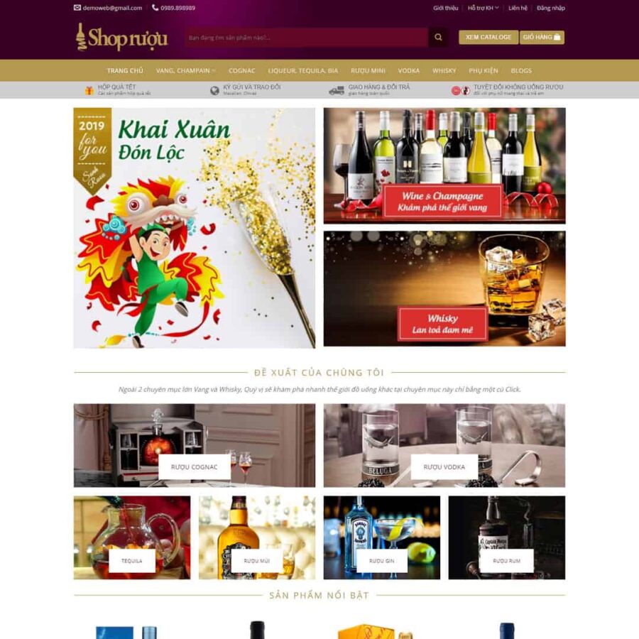 Thiết kế website cửa hàng bán rượu