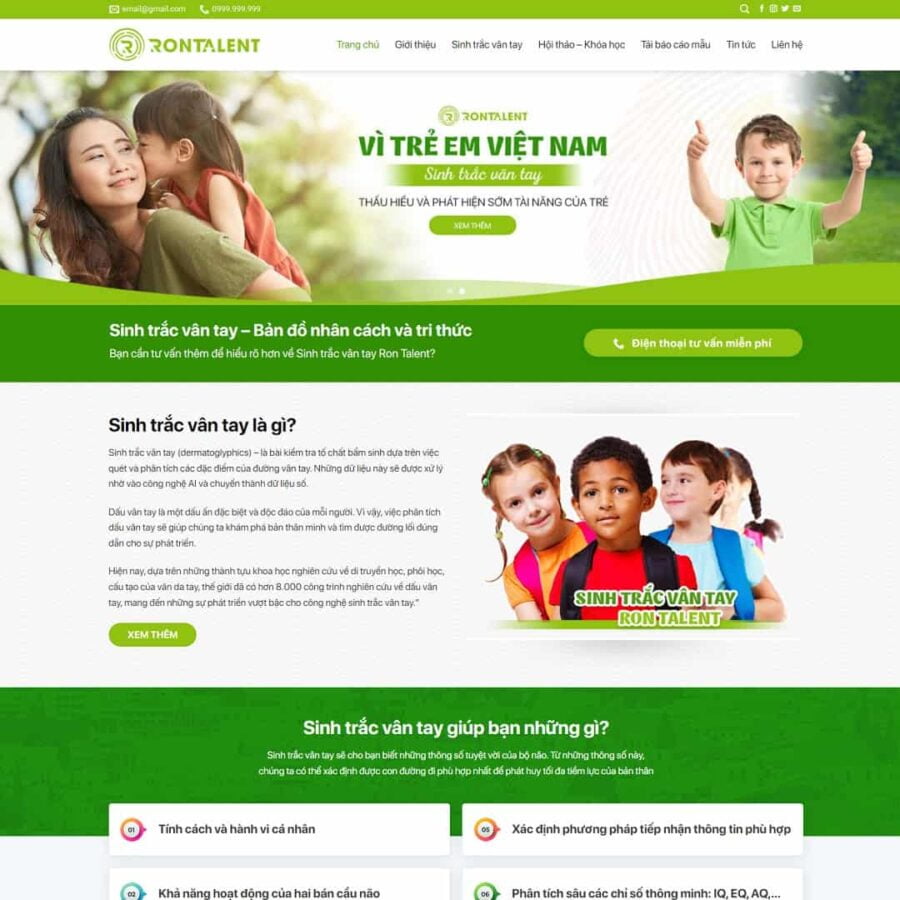 Thiết kế website dịch vụ sinh trắc vân tay