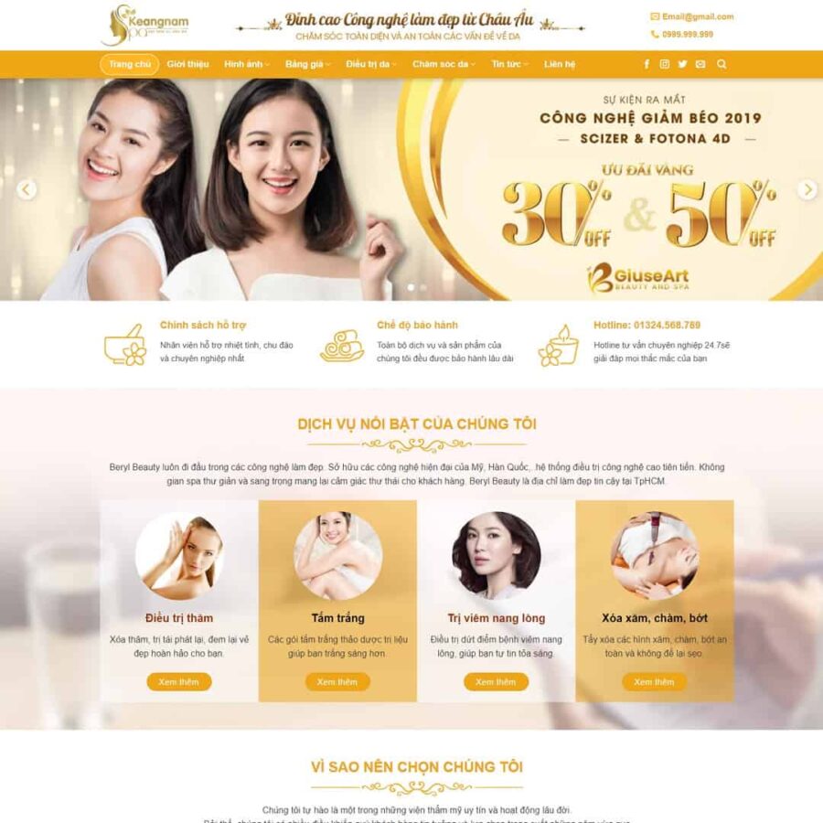 Thiết kế website Spa làm đẹp 01
