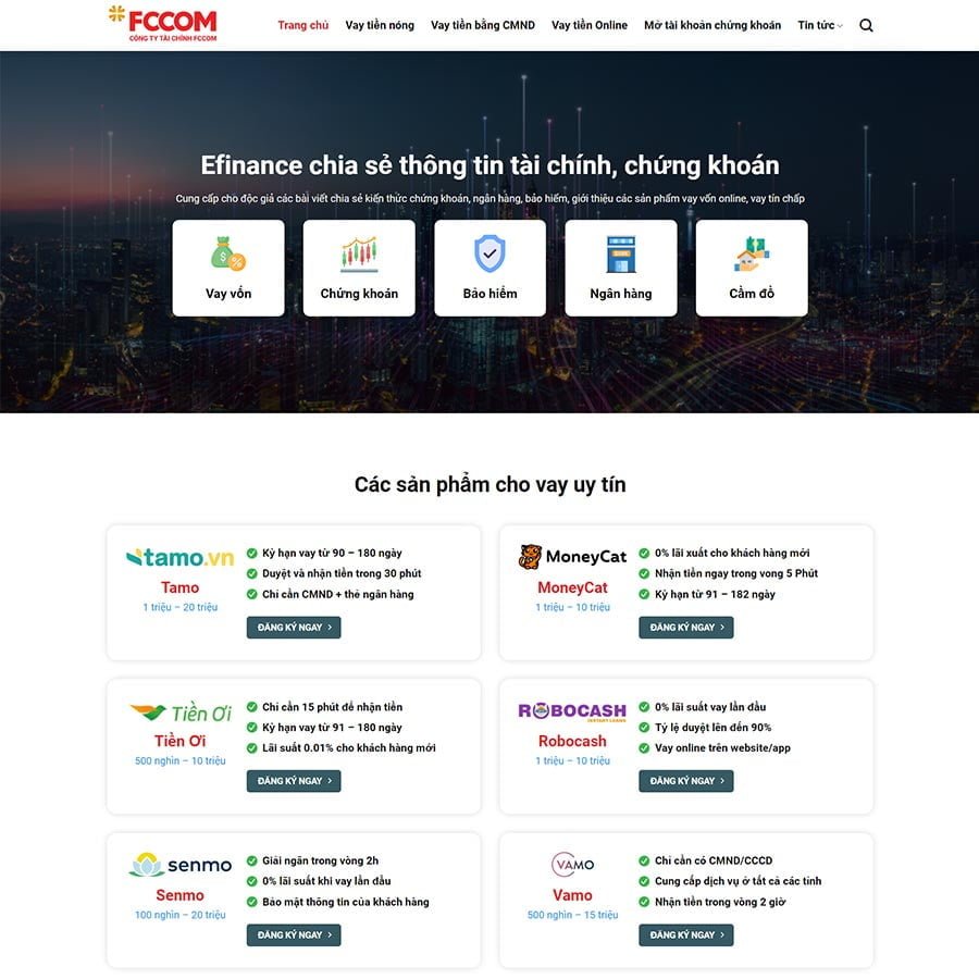 Thiết kế website vay vốn