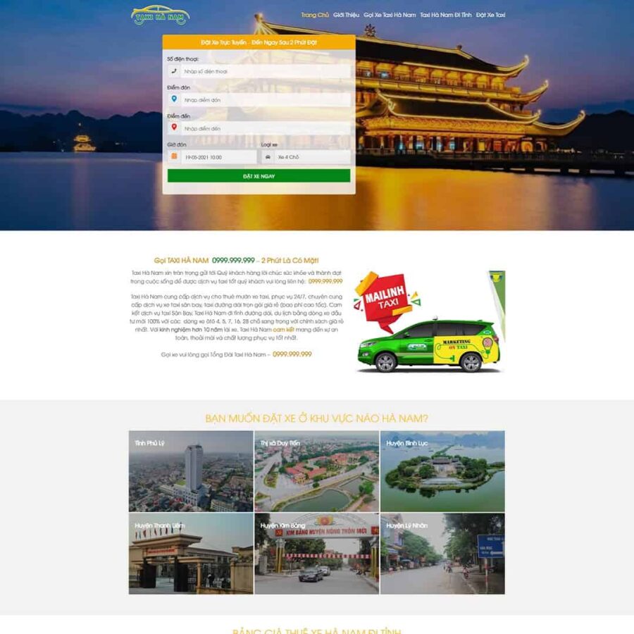 Thiết kế website Landing page dịch vụ taxi