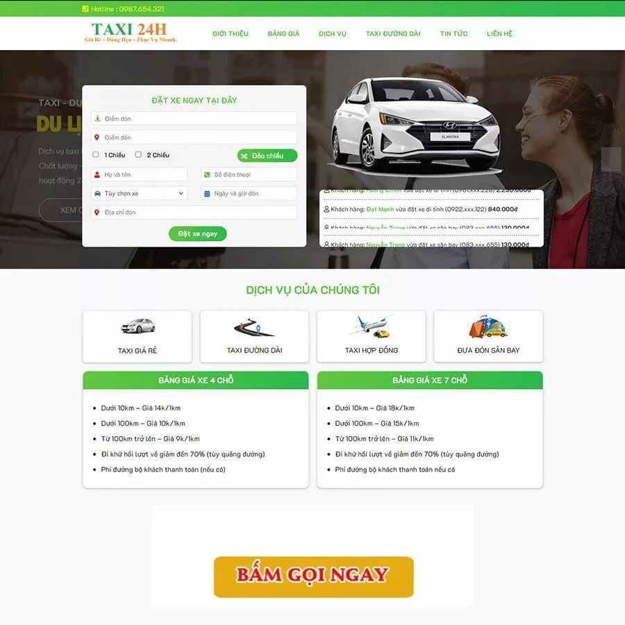 Thiết kế website dịch vụ taxi 02