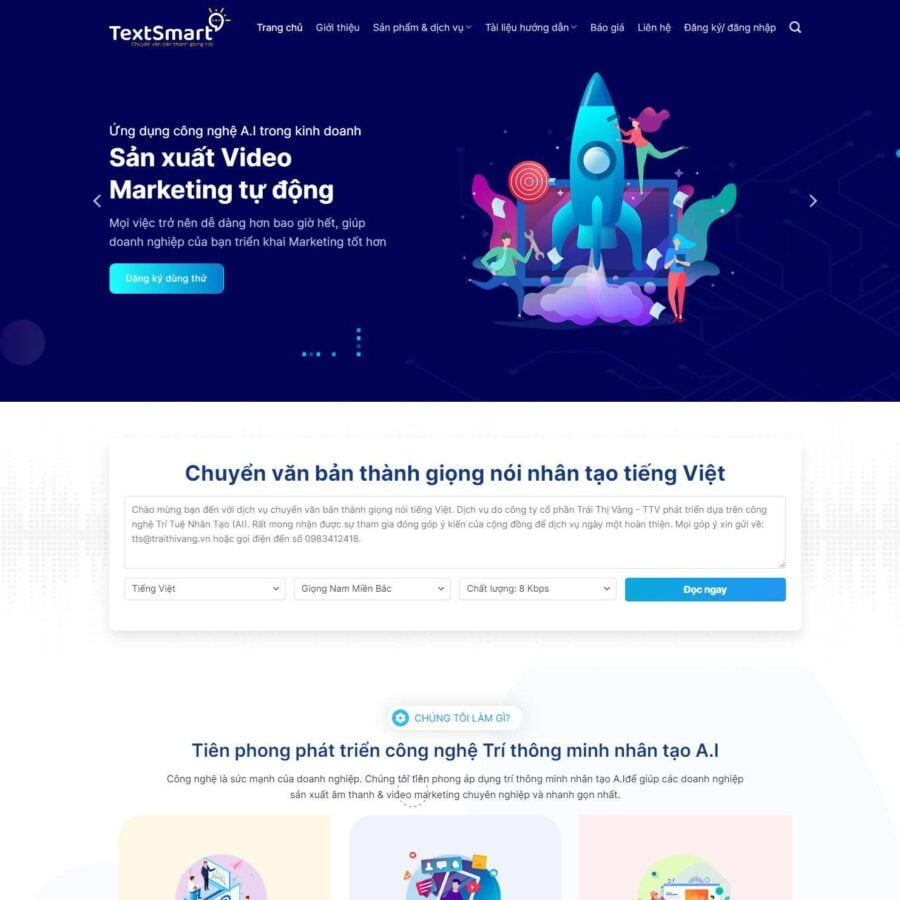 Thiết kế website dịch vụ chuyển văn bản thành giọng nói