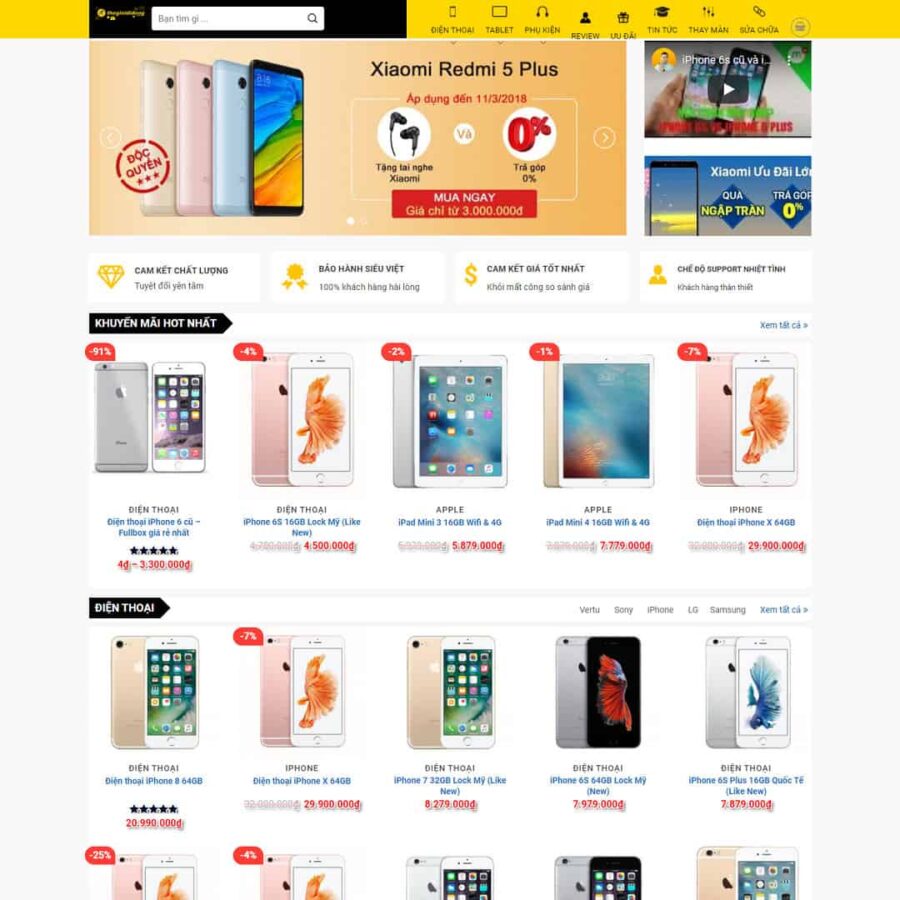 Thiết kế website giống thế giới di động 01