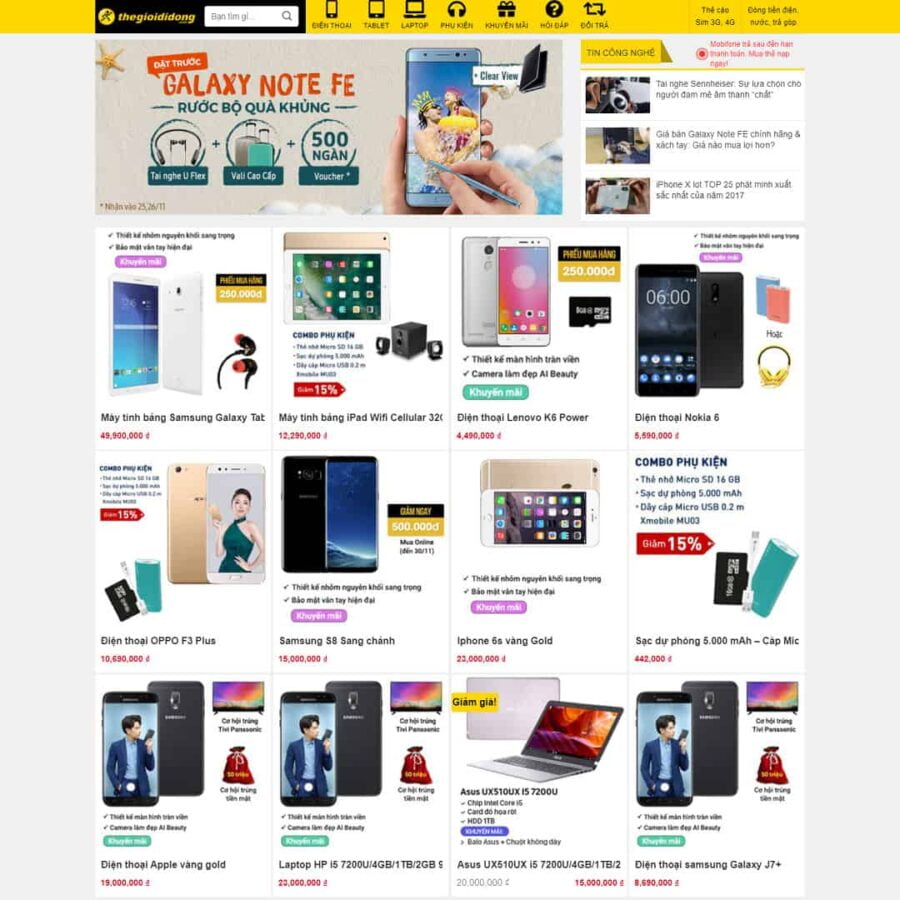 Thiết kế website giống thế giới di động 02
