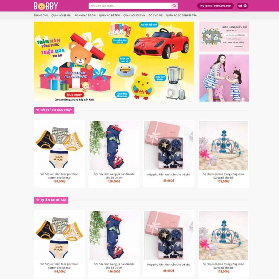 Thiết kế website thời trang trẻ em