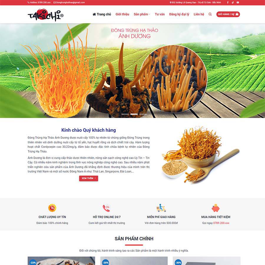 Thiết kế website đông trùng hạ thảo