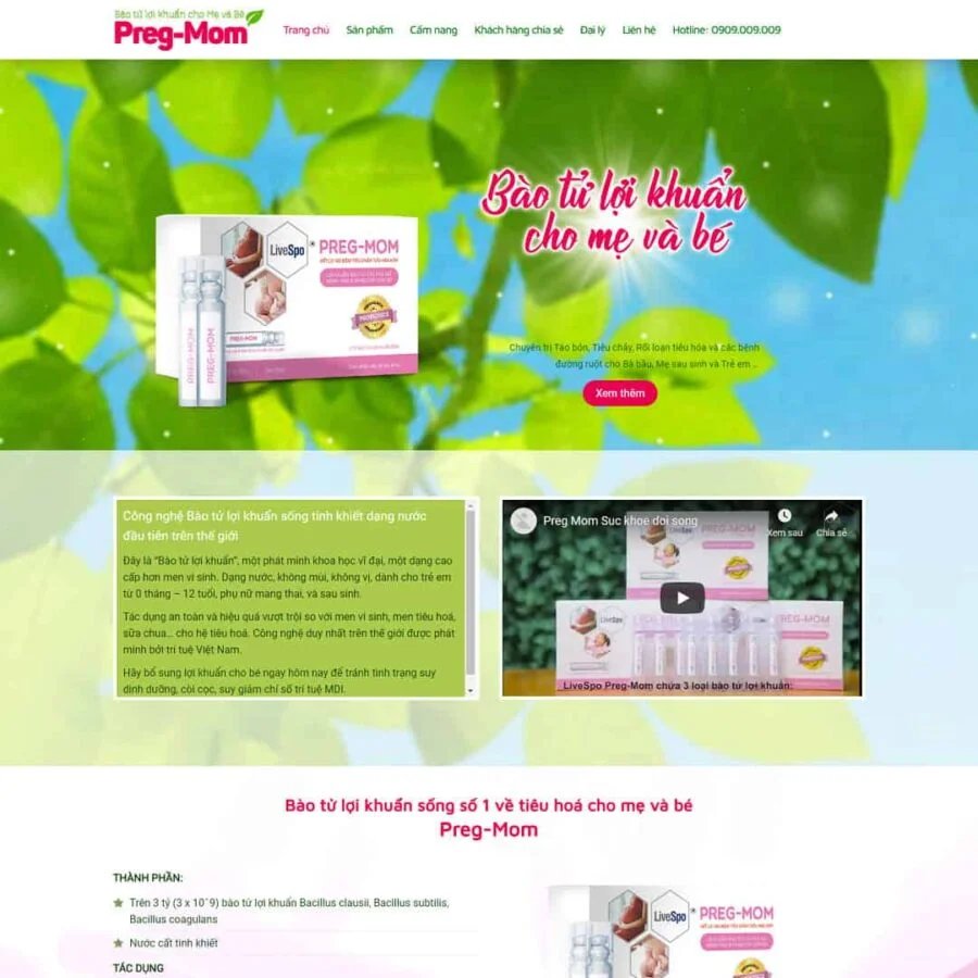 Thiết kế website thực phẩm chức năng 01