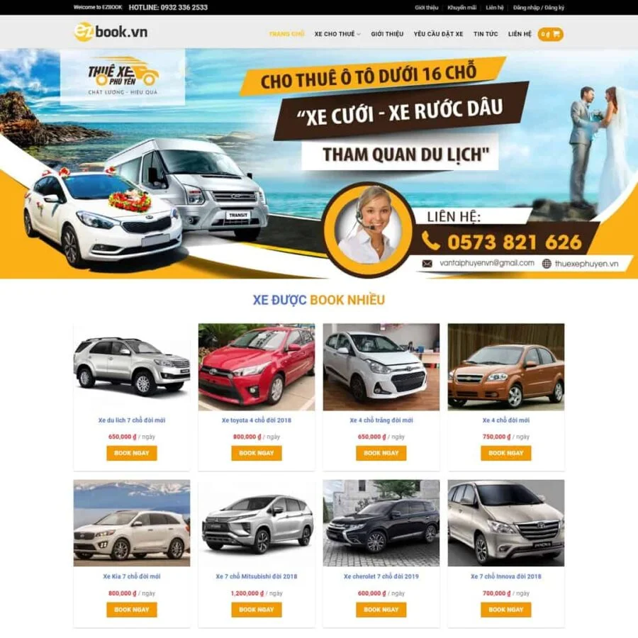 Thiết kế website dịch vụ thuê xe du lịch
