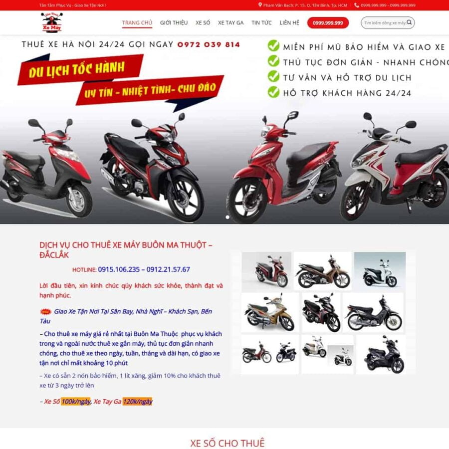 Thiết kế website dịch vụ cho thuê xe máy
