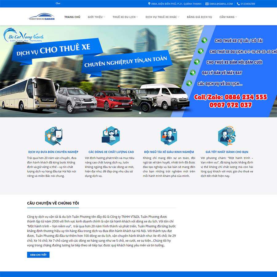 Thiết kế website dịch vụ thuê xe 03