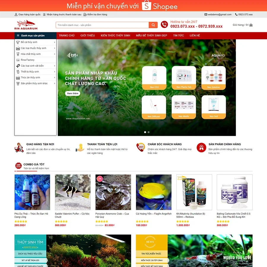 Thiết kế website thủy sinh