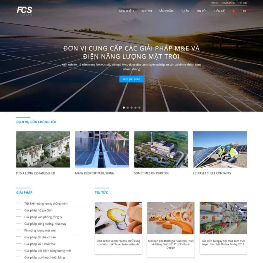 Thiết kế website công ty điện năng lượng mặt trời