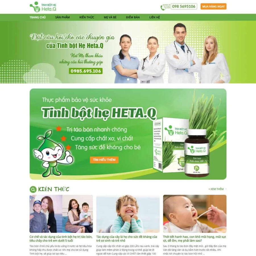 Thiết kế website bán sản phẩm tinh bộ hẹ