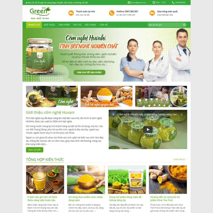 Thiết kế website bán sản phẩm tinh bột nghệ