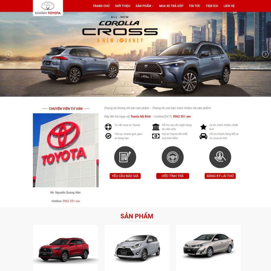 Thiết kế website bán ô tô Toyota