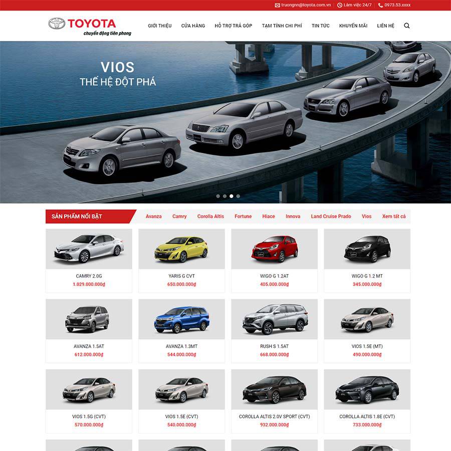Thiết kế website bán xe toyota 02