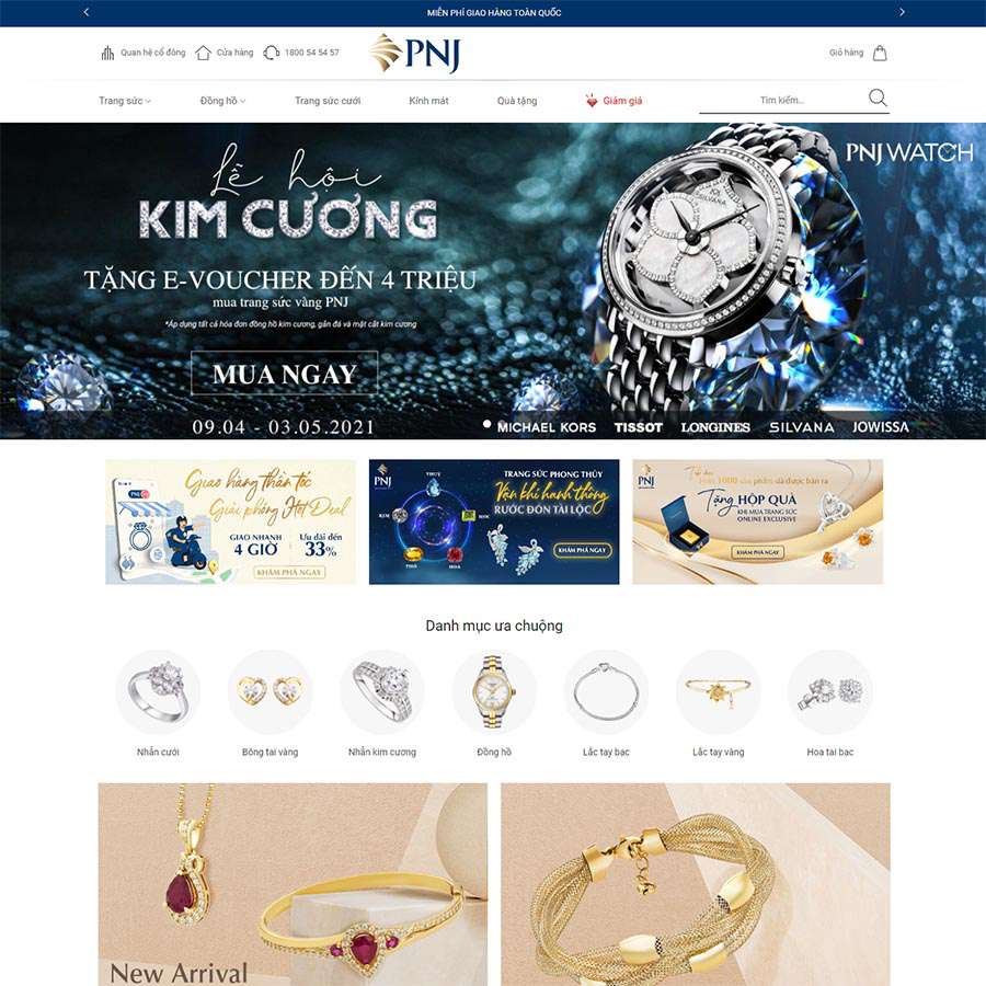 Thiết kế website bán vàng bạc trang sức