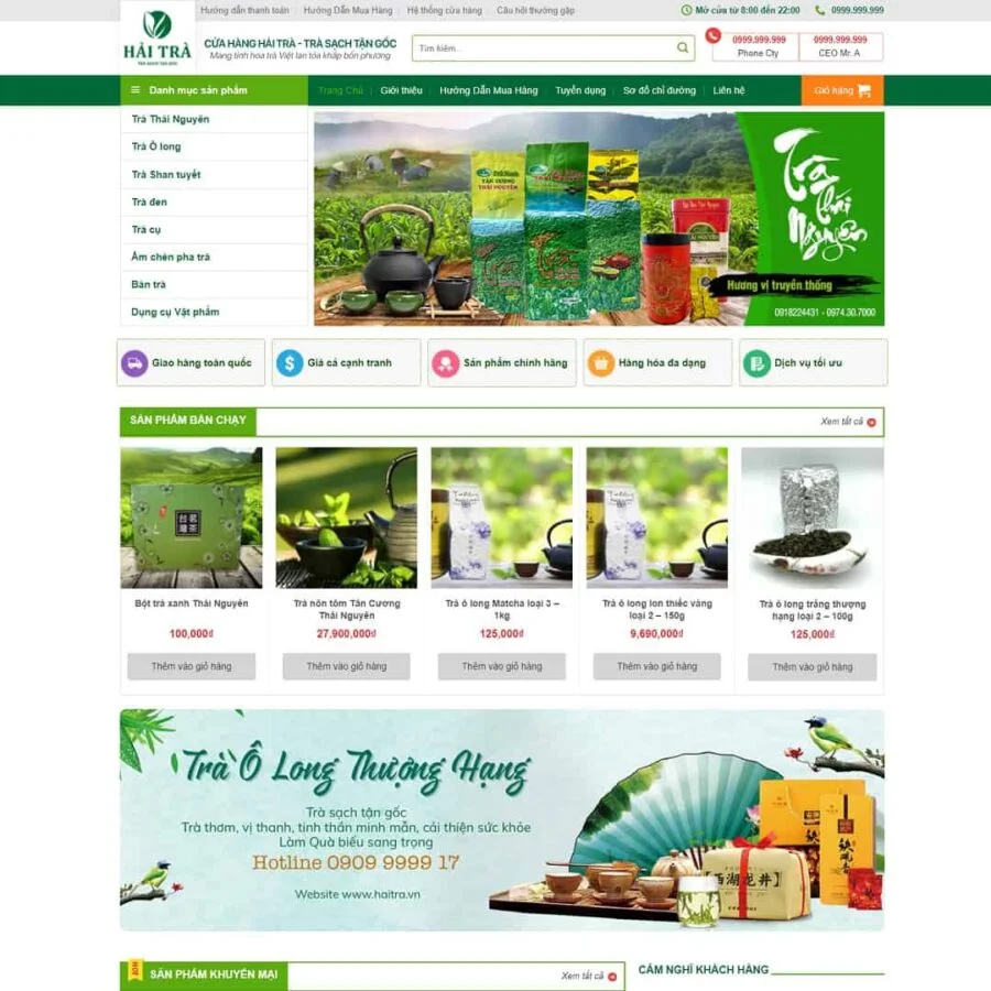 Thiết kế website bán trà xanh