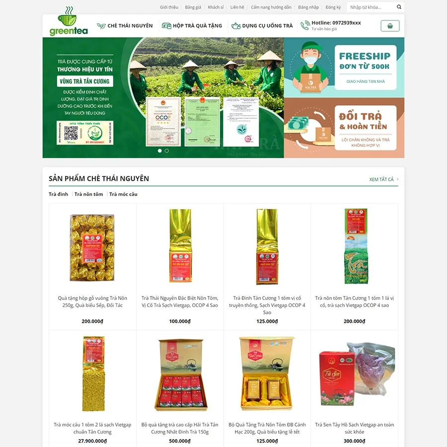 Thiết kế website bán trà xanh 03