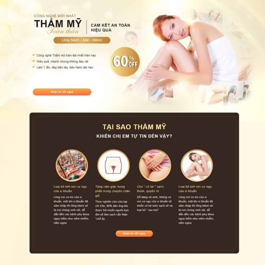 Thiết kế website Landing page triệt lông thẩm mỹ viện