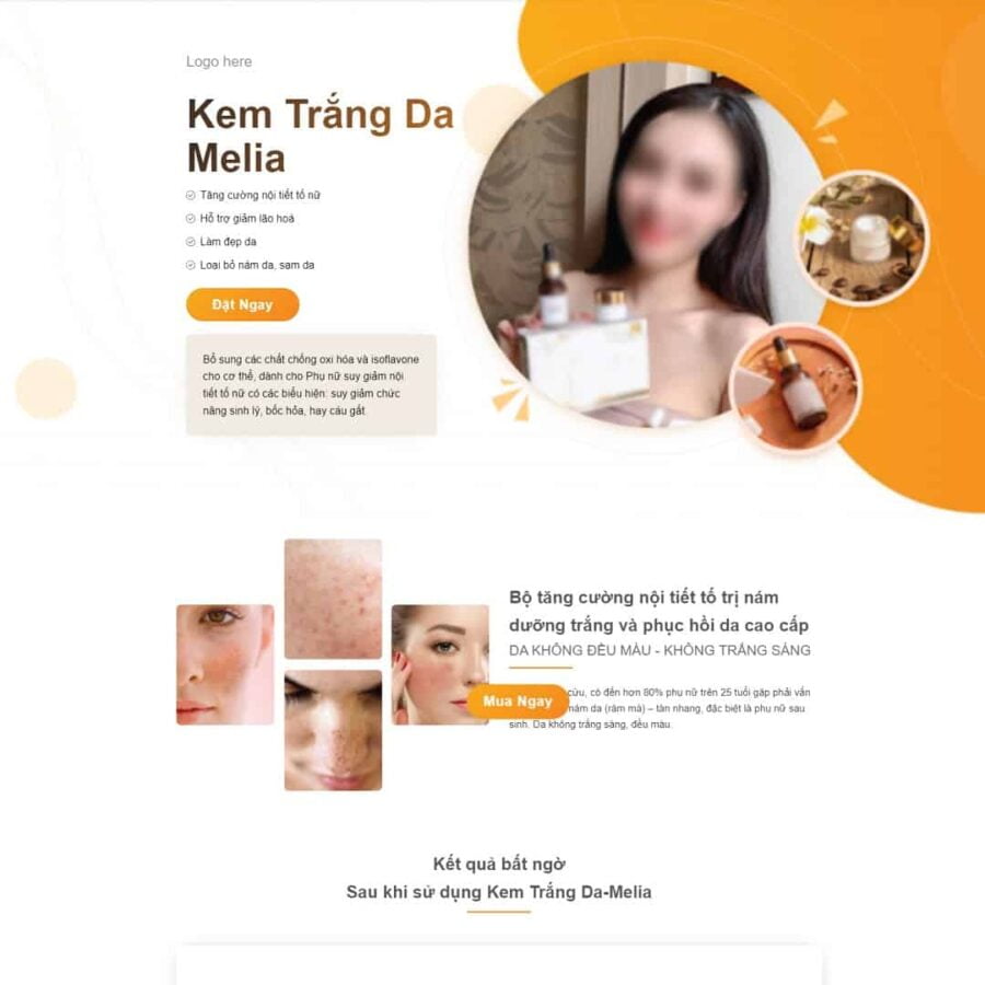 Thiết kế website Landing page kem trị nám