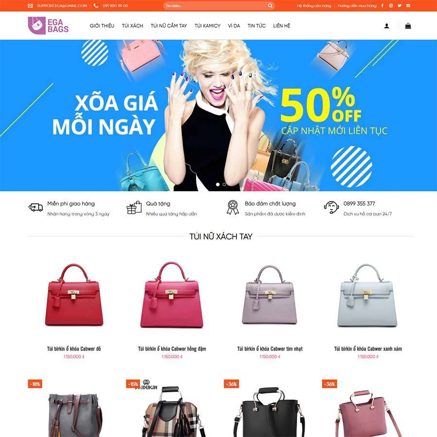 Thiết kế website bán túi xách