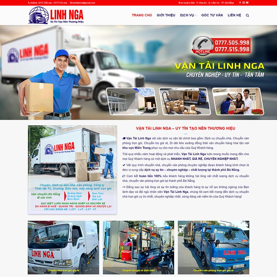 Thiết kế website dịch vụ vận tải