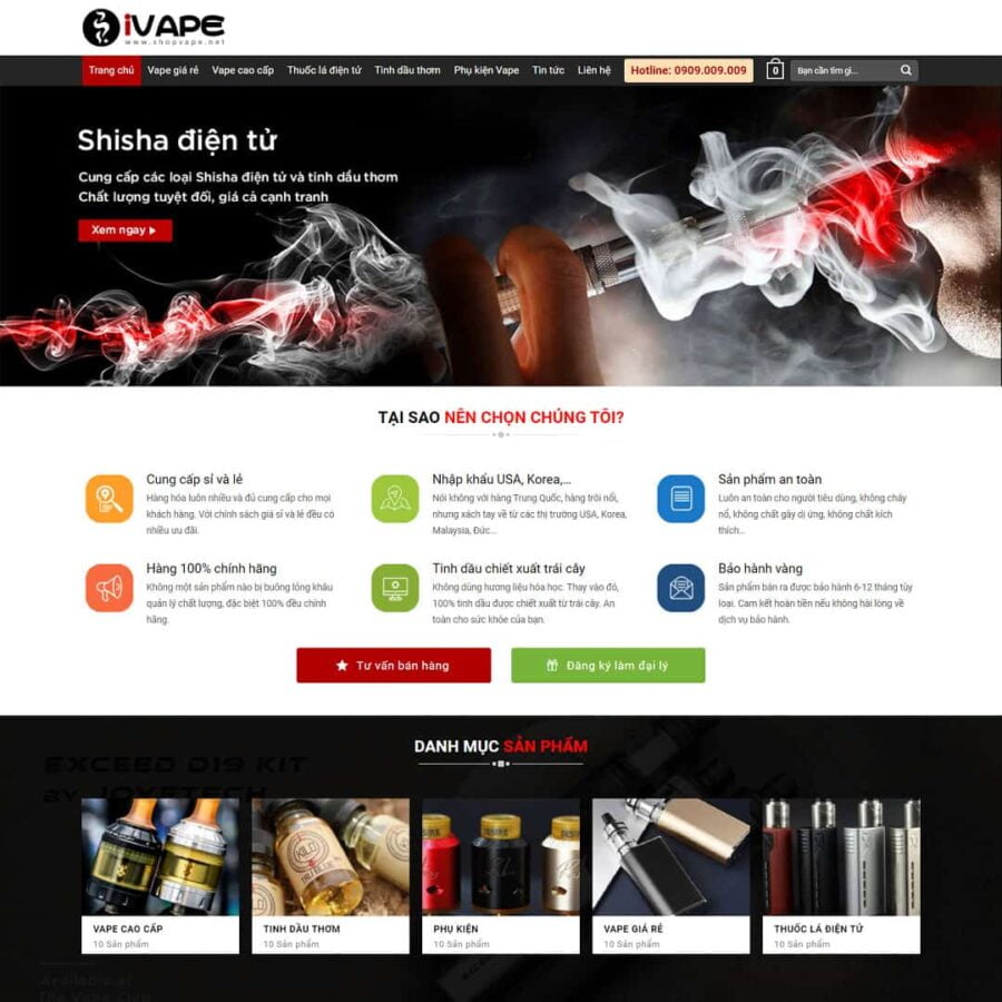 Thiết kế website bán thuốc lá điện tử