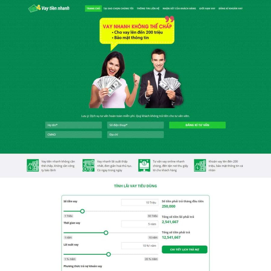Thiết kế website dịch vụ tín dụng