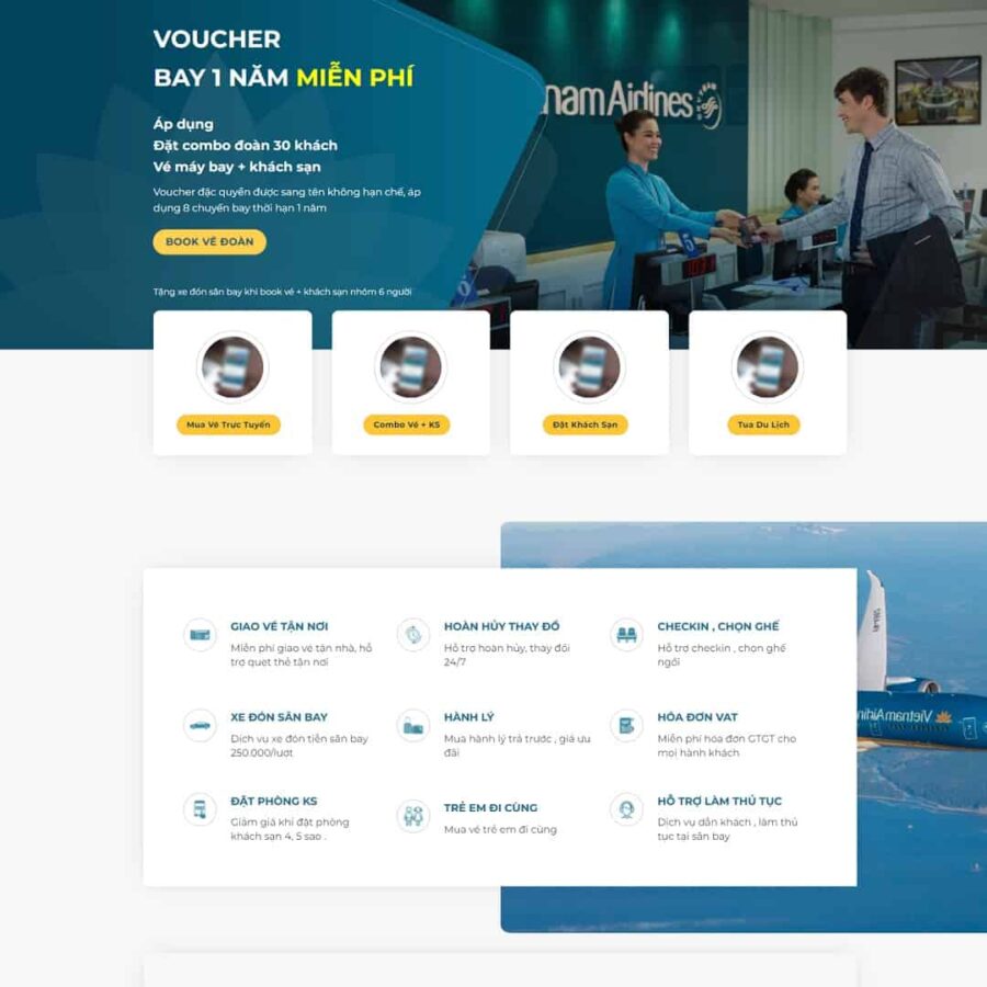 Thiết kế website landing page bán Vé máy bay