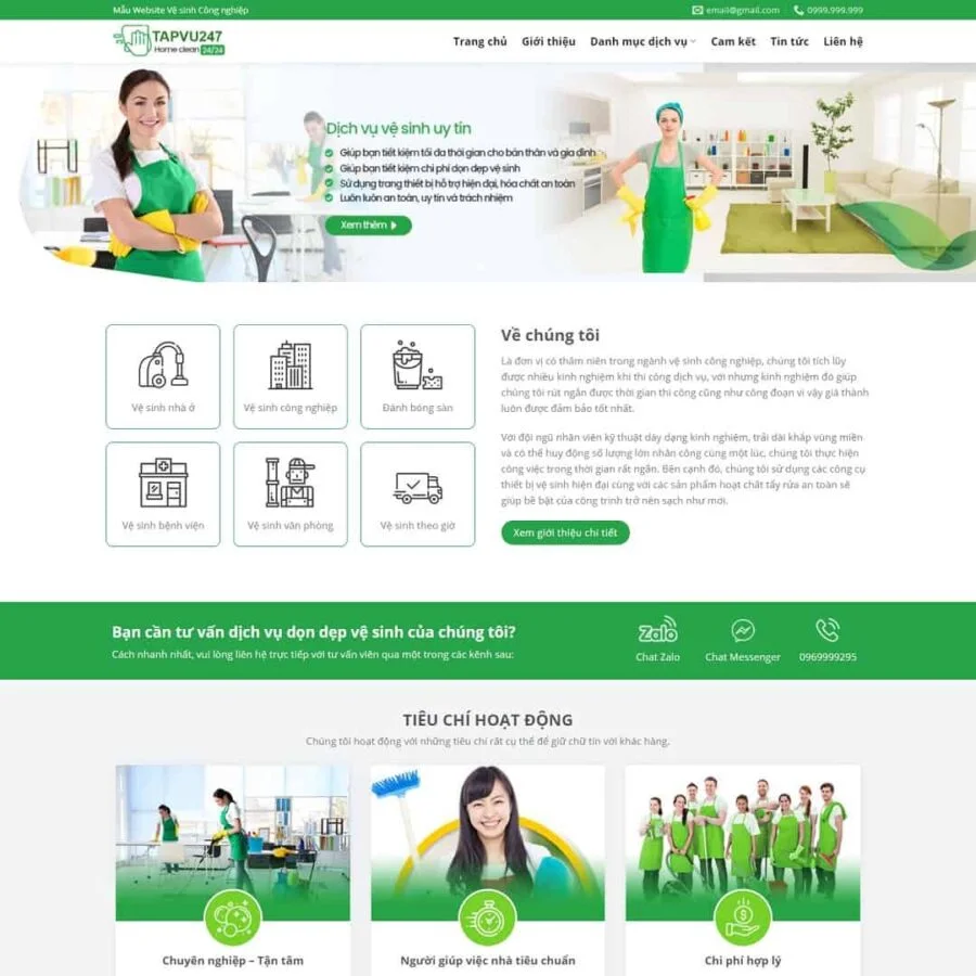 Thiết kế website dịch vụ vệ sinh
