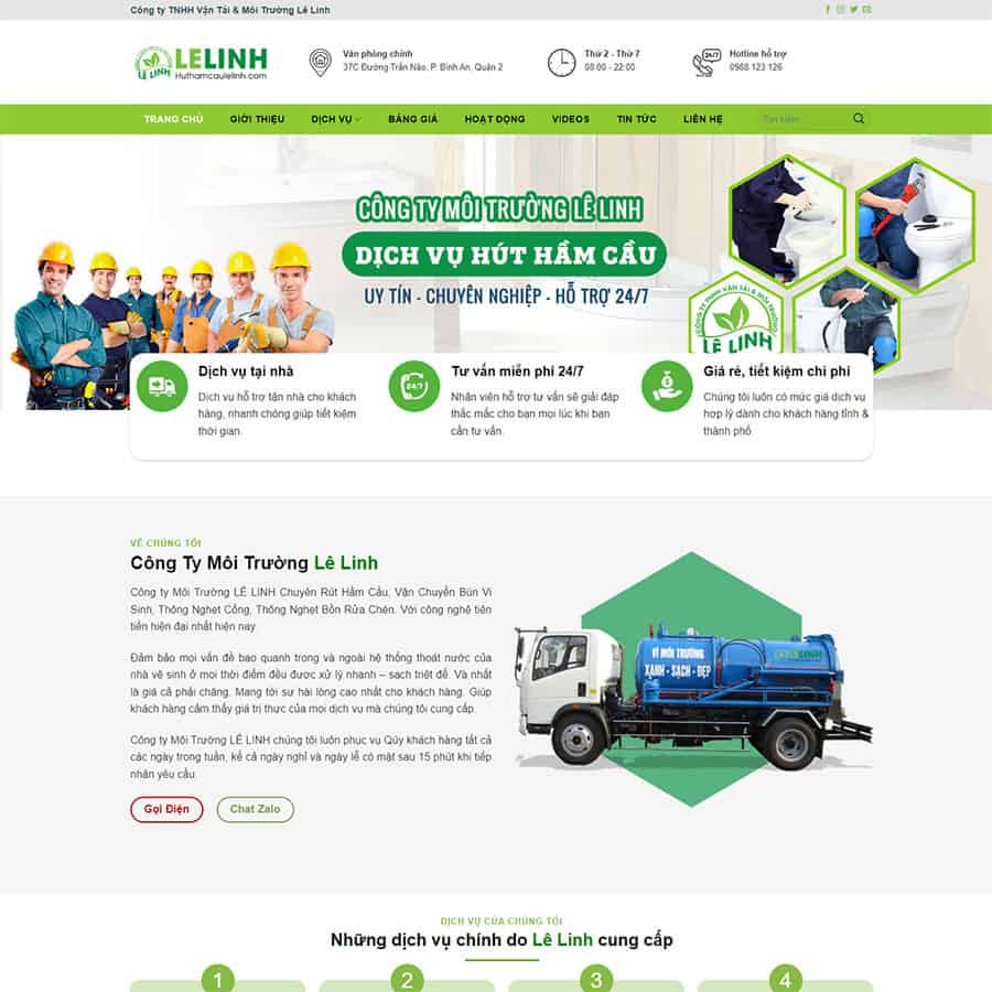 Thiết kế website dịch vụ hút bể phốt