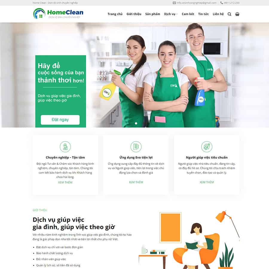 Thiết kế website dịch vụ vệ sinh