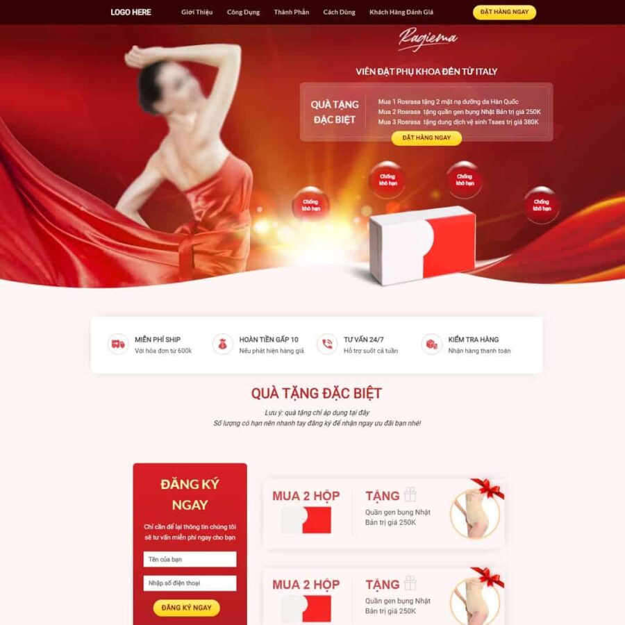 Thiết kế website Landing page viên đặt phụ khoa