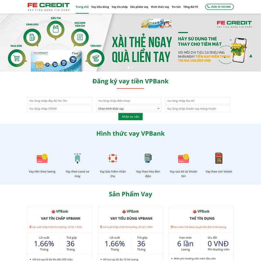Thiết kế website vay vốn