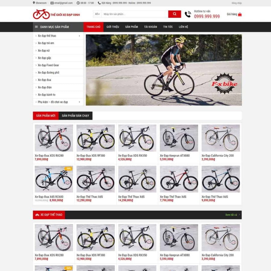 Thiết kế website cửa hàng bán xe đạp