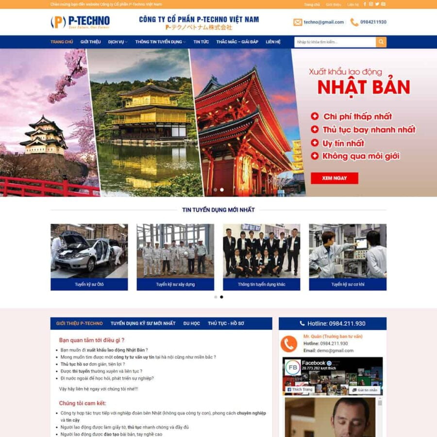 Thiết kế website công ty xuất khẩu lao động 02