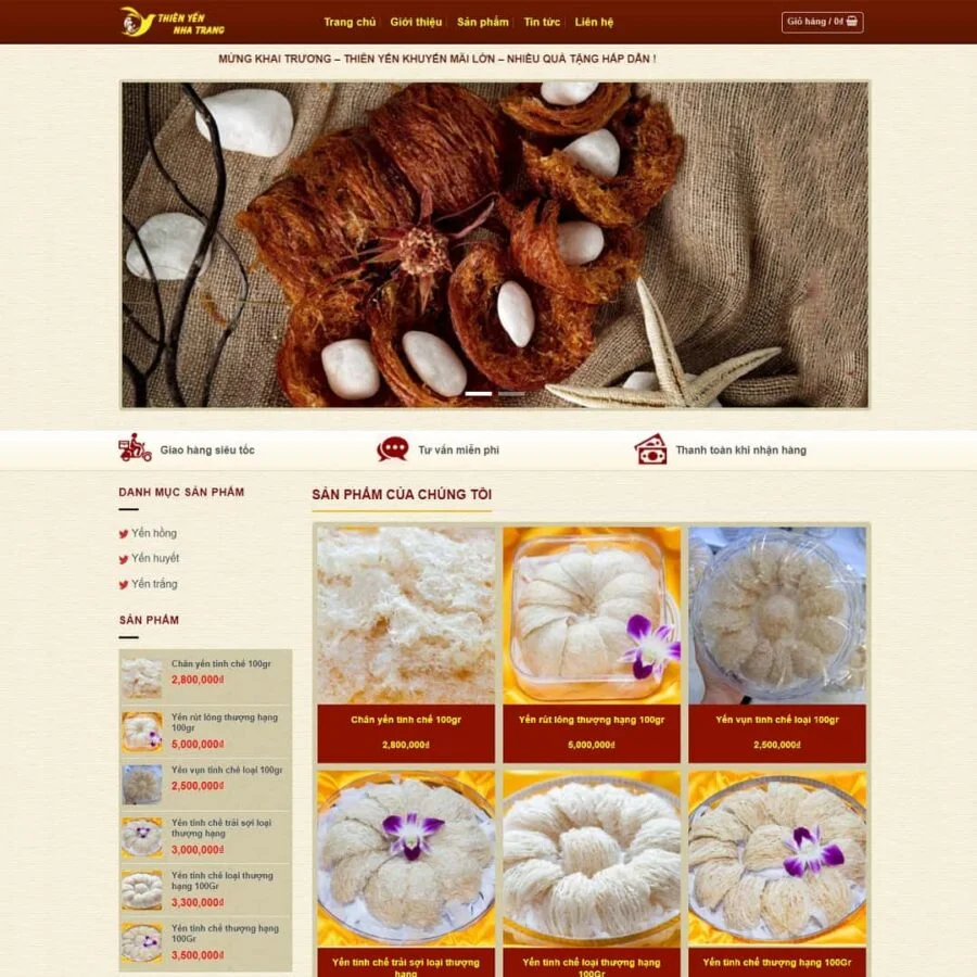 Thiết kế website bán yến sào