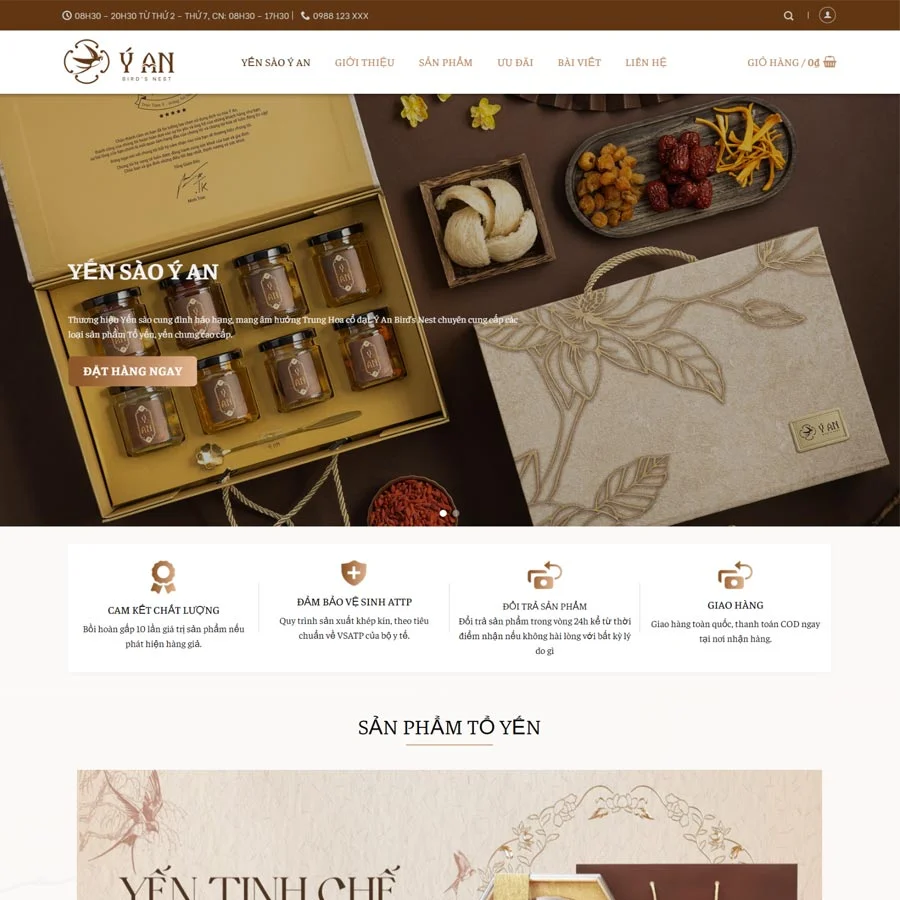 Thiết kế website yến sào 03
