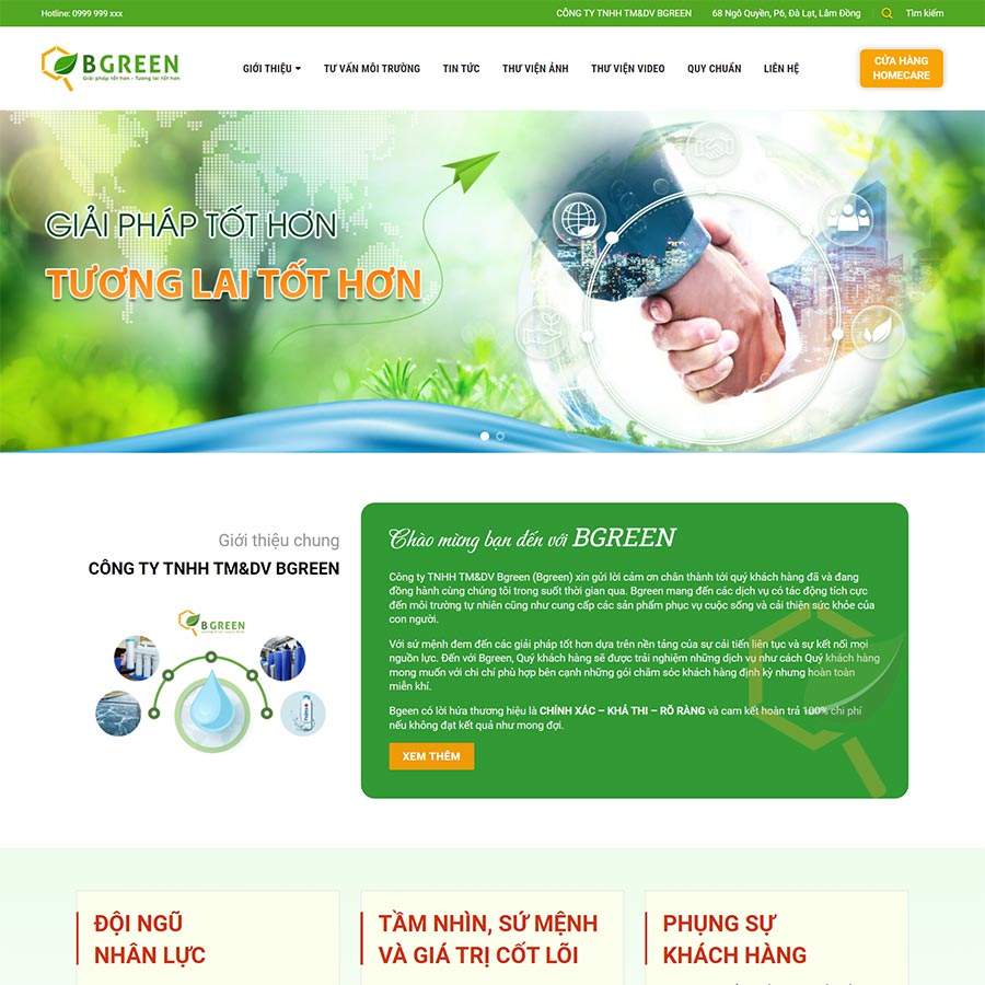 Thiết kế website giới thiệu công ty giải pháp môi trường