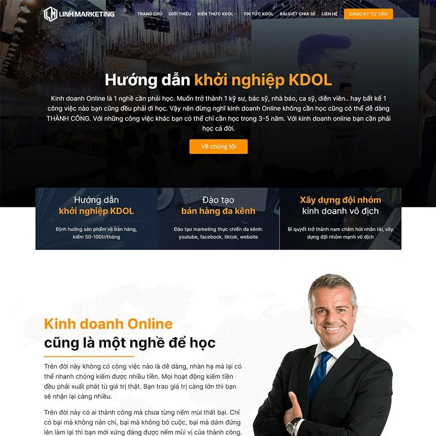 Thiết kế website khóa học kinh doanh online