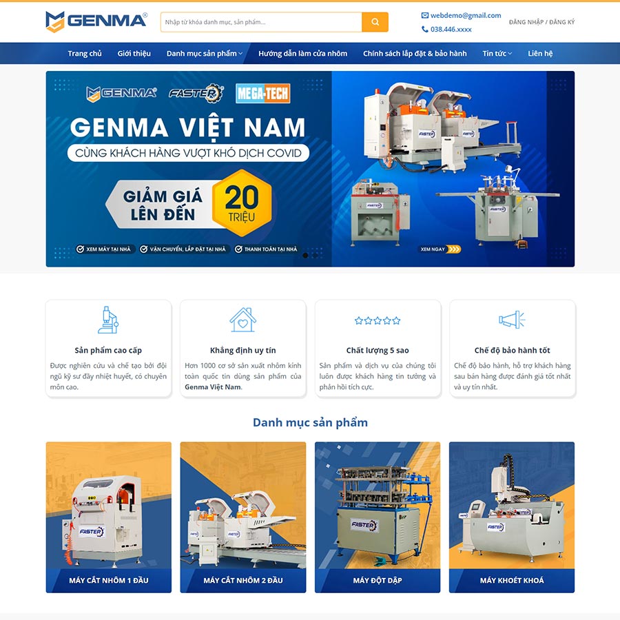 Thiết kế website công ty bán máy cắt