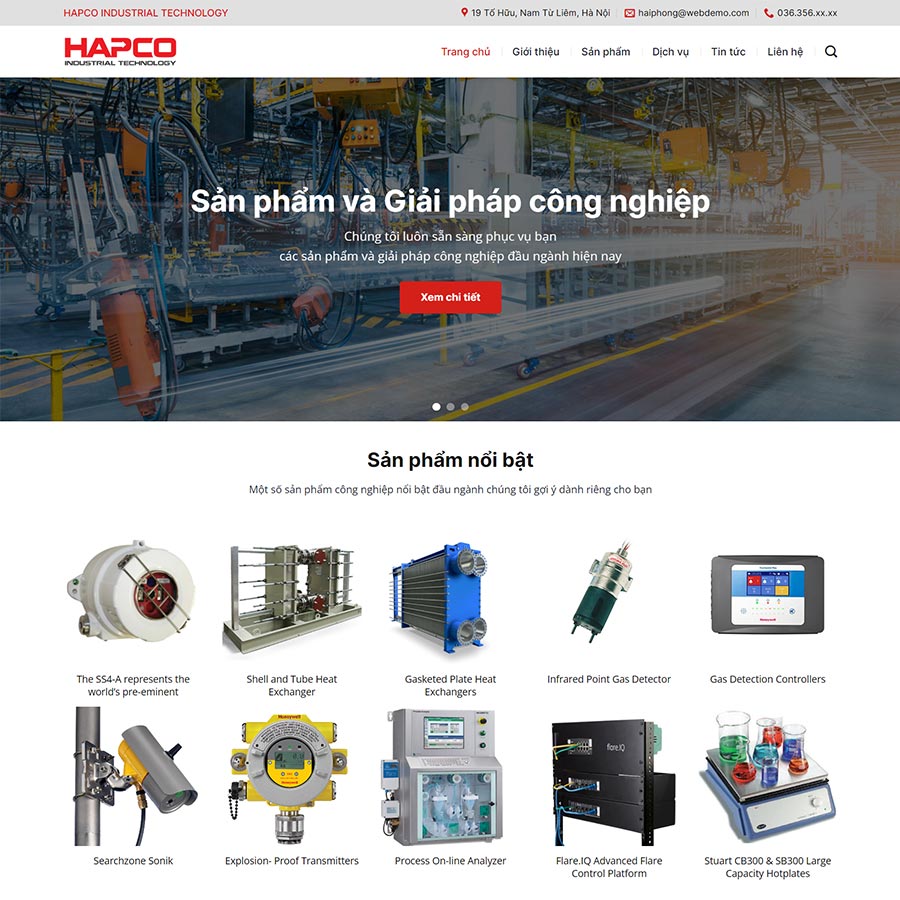 Thiết kế website nhà cung cấp thiết bị cơ khí