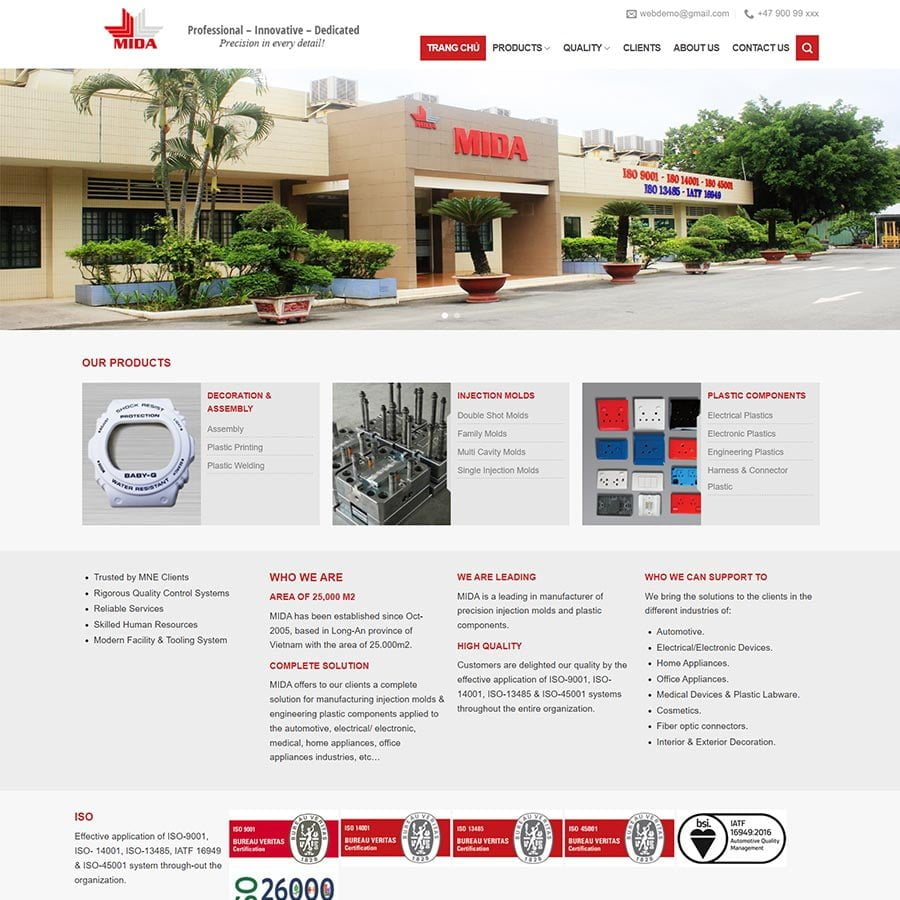 Thiết kế website công ty sản xuất linh kiện