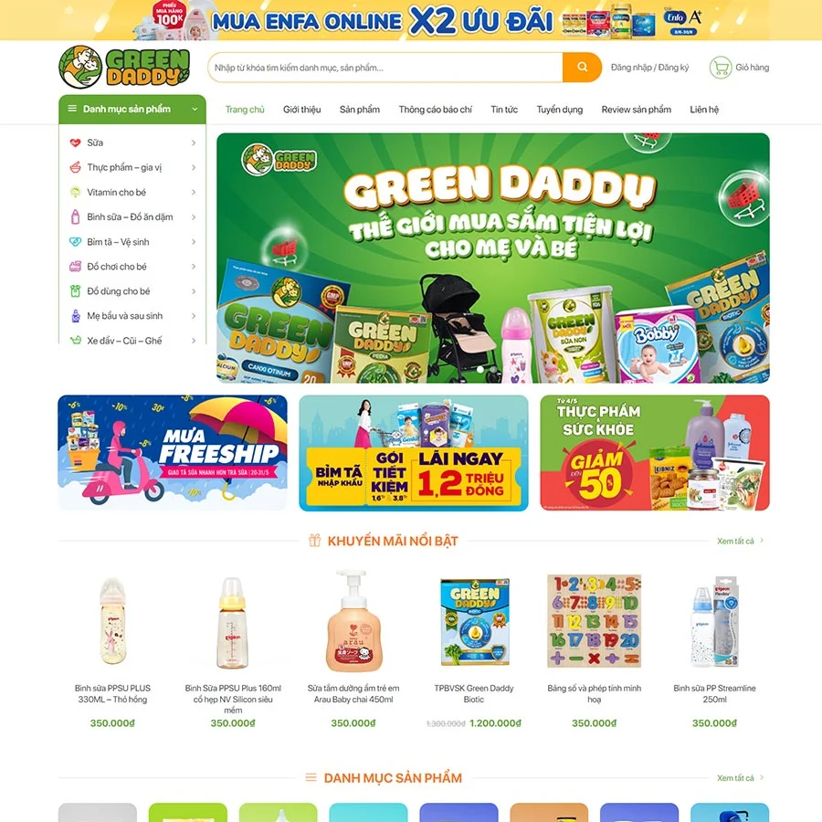 Thiết kế website bán sản phẩm mẹ và bé 03