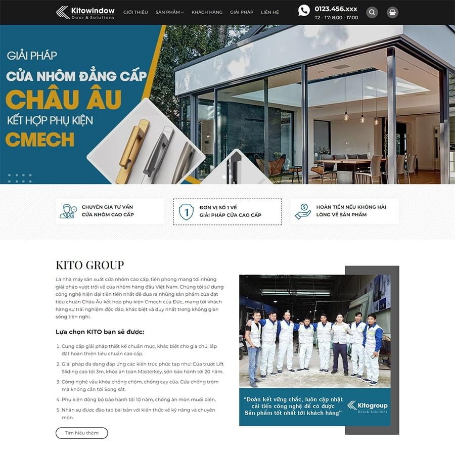 Thiết kế website công ty nhôm kính 04