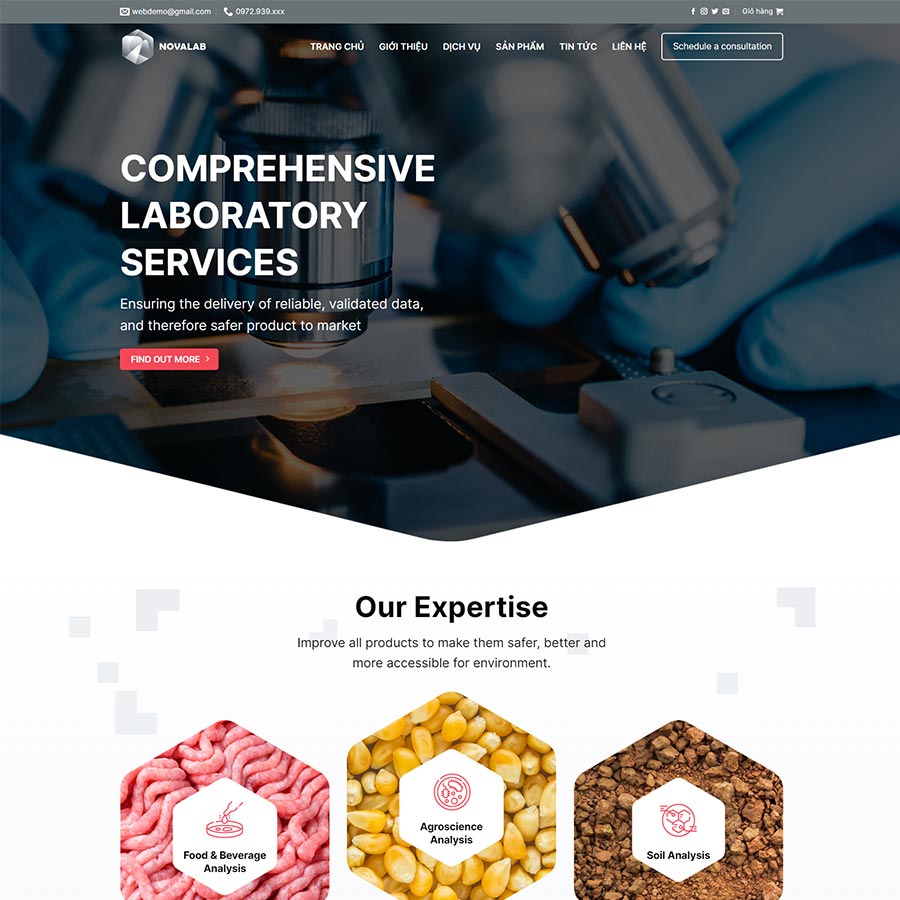 Thiết kế website phòng lab thí nghiệm y tế