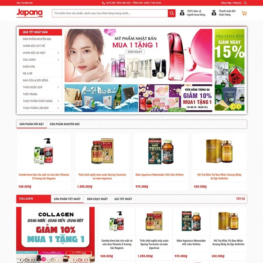 Thiết kế website siêu thị hàng nội địa Nhật