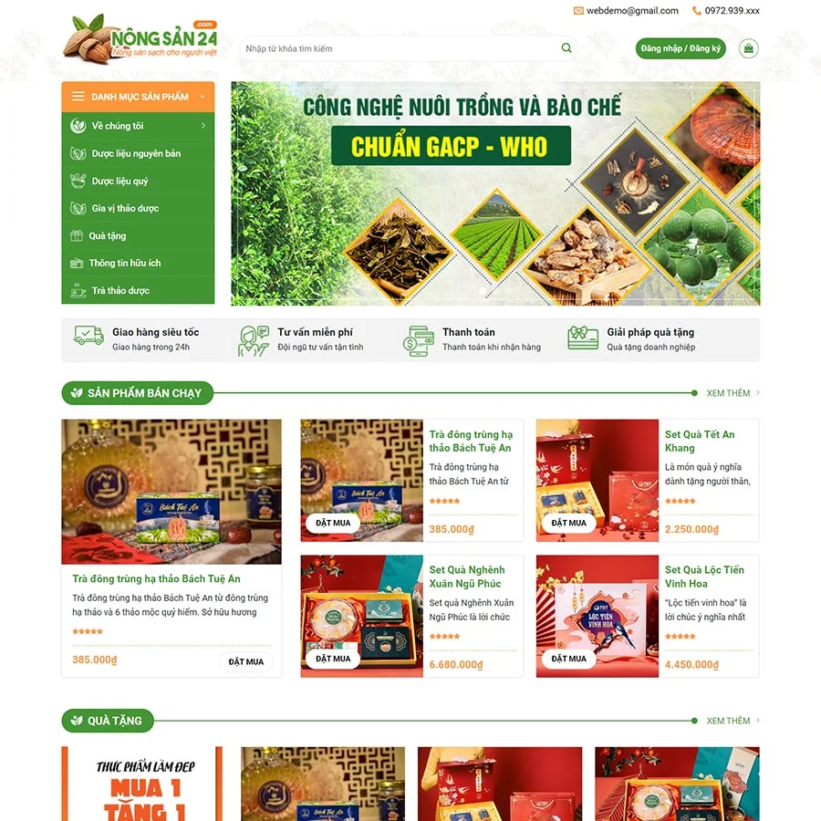 Thiết kế website quà tặng cao cấp